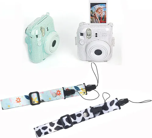 Miniatura 6 de Yitengteng Funda de cristal transparente con purpurina para cámara Fujifilm Instax Mini 12, funda protectora ajustable para cámara de PC