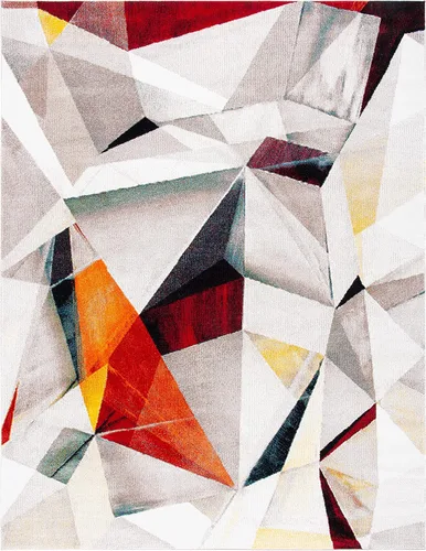 Miniatura 25 de SAFAVIEH Porcello Collection - Alfombra decorativa de 2 pies 3 pulgadas x 4 pies, gris claro y naranja, diseño abstracto moderno, no desprende