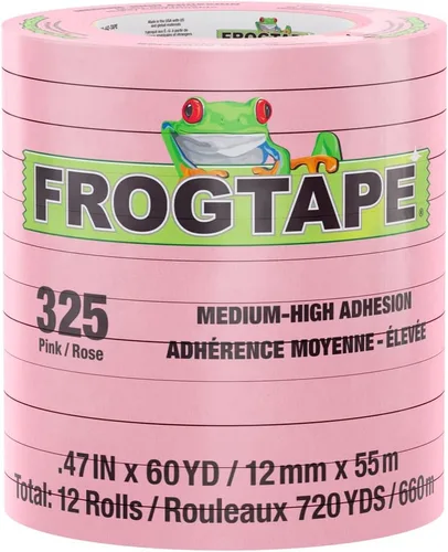 Miniatura 9 de FrogTape Cinta adhesiva rosa de alta temperatura 325, grado de rendimiento, adherencia media-alta, 0.709 in x 180.4 ft, 8 rollos por paquete