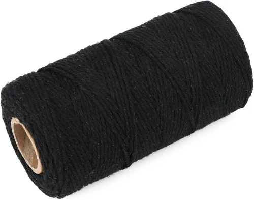Miniatura 6 de G2PLUS Cuerda Negra, 2MM 328 Pies de Cuerda de Algodón Natural para Manualidades, Cuerda de Algodón Negra para Panaderos, Cuerda de Embalaje