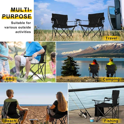 Miniatura 7 de Joyfair Silla de camping portátil, sillas plegables para césped al aire libre para adultos, sillas plegables grandes resistentes para playa, pesca
