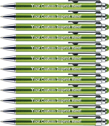 Miniatura 13 de Bolígrafos personalizados con punta de stylus -Bright Vibes- acción de clic, personalizables, escritura negra, bolígrafos con nombre impreso, Rosa