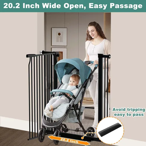 Miniatura 6 de Puerta de bebé extra alta de 40.5 pulgadas para puertas, puerta extra ancha para mascotas de 40.6 a 49.1 pulgadas, sin taladro, barrera de espacio