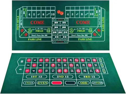 Miniatura 7 de BALIKEN - Tapete de mesa de ruleta de 84 x 42 pulgadas y dados de fieltro de grado profesional Azul/Púrpura