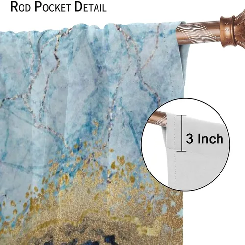 Miniatura 5 de Cortinas opacas con diseño de mármol blanco y dorado, para el Día del Padre, cortinas opacas para dormitorio, sala de estar, juego de 2 paneles, 52