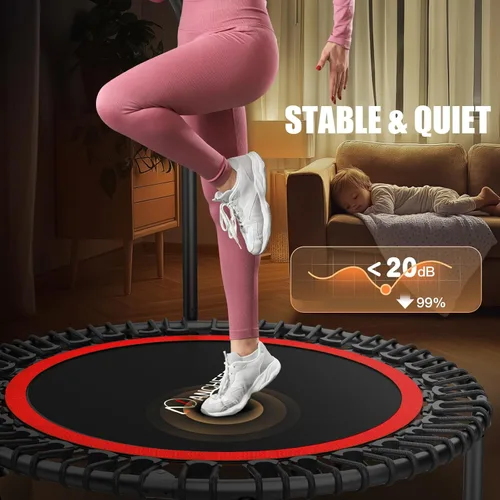 Miniatura 7 de ANCHEER Trampolín Reboteador Plegable de 48" para Adultos/Niños con Bandas de Resistencia y Cuerdas Elásticas, Mini Trampolín Interior y Exterior