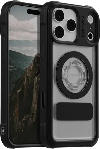 Rokform Funda de cristal compatible con iPhone 17 Pro Max, cubierta magnética (transparente)