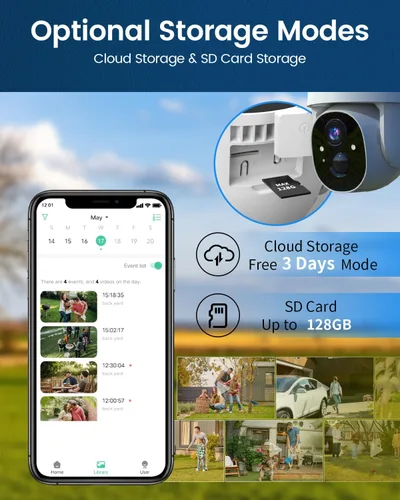 Miniatura 9 de Cámaras de seguridad solar Armorcope inalámbricas para exteriores, vista de 360°, alimentadas por batería con foco, visión nocturna a color, WiFi 2K