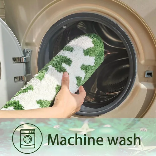 Miniatura 7 de YRXRUS Alfombra de baño de copos de nieve, decoraciones navideñas, tapete con forma de nieve verde y blanca, sala de estar, dormitorio, cocina