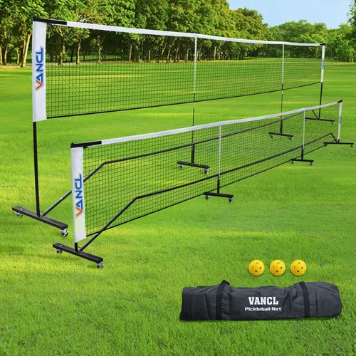 Pro Pickleball Net Portable with Wheels – 22ft Heavy Duty Pickleball Net System with Sturdy Aluminum Frame for Outdoor & Indoor – Nylon Net &