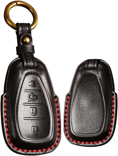 Miniatura 3 de ontto Funda de cuero para llave de automóvil de 4 botones, protección completa, compatible con Chevy Equinox Traverse Malibu Camaro, color negro