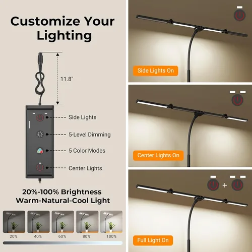 Miniatura 6 de Lámparas LED de Escritorio para Oficina en Casa, Lámpara de Escritorio Inteligente Ajustable con Brazo Giratorio con Abrazadera, Luz de Escritorio