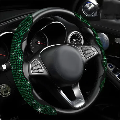 Miniatura 11 de 2 piezas fundas para volante, fundas para volante de automóvil segmentadas con cristales de imitación, protector antideslizante decoración brillante