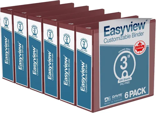 Miniatura 27 de Easyview - Carpetas prémium de 3 anillas con cubiertas transparentes y anillos redondos, carpetas para la escuela u oficina, 1 pulgada, paquete