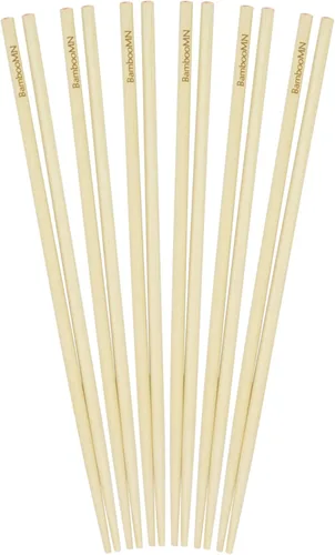 Miniatura 25 de BambooMN Palillos japoneses reutilizables de bambú premium, estampado floral, 9.5 pulgadas, color azul, 6 pares