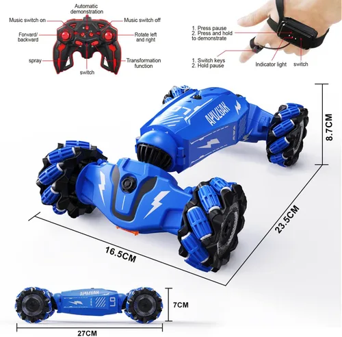 Miniatura 2 de LOOZIX Coche de Acrobacias RC Mejorado con Sensor de Gestos de Mano con Luces y Música, Coche RC de Derrape con Pulverización Controlado por Gestos