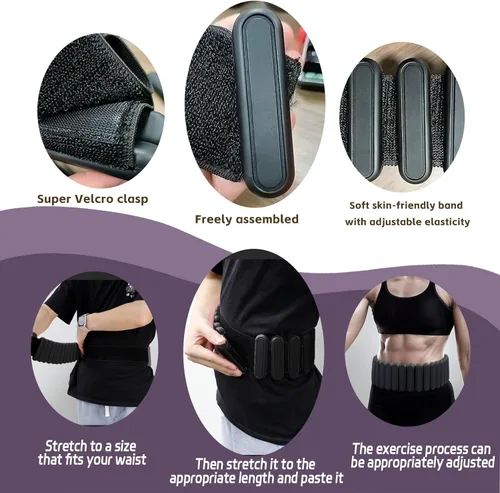 Miniatura 4 de Cinturón con peso ajustable de silicona para mujeres y hombres – Cinturón con peso para caminar y hacer ejercicio con pesas extraíbles – Gimnasio