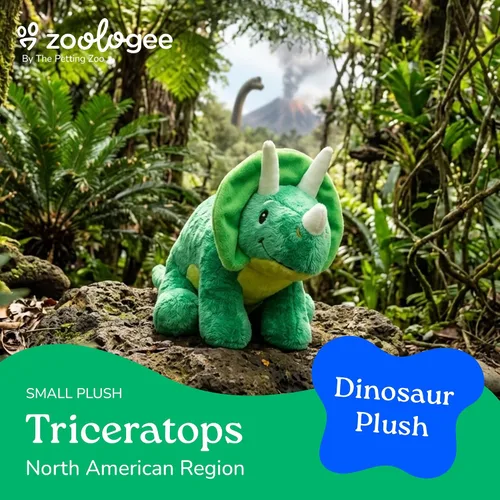 Miniatura 5 de The Petting Zoo ZOOLOGEE - Peluche de dinosaurio de bebé Triceratops de 11 pulgadas