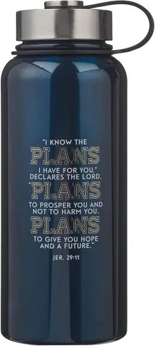 Miniatura 9 de Christian Art Gifts Botella de Agua Grande de Acero Inoxidable de Doble Pared Sellada al Vacío Aislada para Mujeres, Hombres y Graduados: I Know the