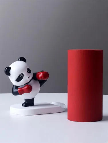 Miniatura 5 de Cute Panda Phone Stand for Desk Resin Bear Figurines Phone Holder White and Black Statue Kawaii Desk Accessories