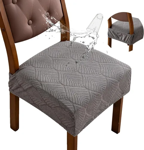 Miniatura 17 de Fundas de asiento para silla de comedor, extraíbles y lavables, juego de 2, fundas de cojín de asiento de silla de jacquard, protectores