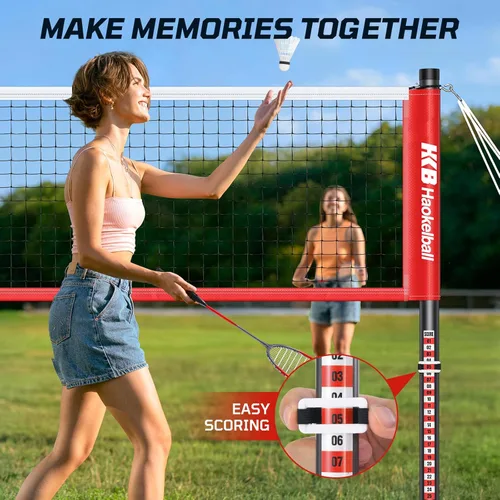 Miniatura 8 de Haokelball Outdoor Badminton Net Set with Anti-Sag Winch System - 20ft Badminton Net, 4 Rackets, 4 Shuttlecocks & Carry Bag, Badminton Set for