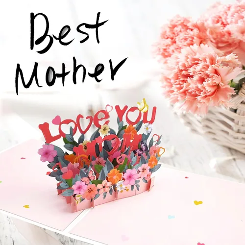 Miniatura 4 de Tarjeta desplegable 3D para el día de la madre. Regalo de cumpleaños con tarjeta de notas y sobre, perfecto para cumpleaños, agradecimiento al