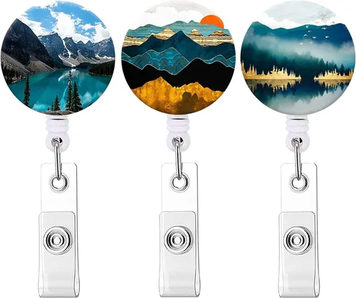 Miniatura 22 de Carrete retráctil para credenciales de enfermera, lindo nombre, carretes decorativos para tarjetas de identificación con clip en soportes