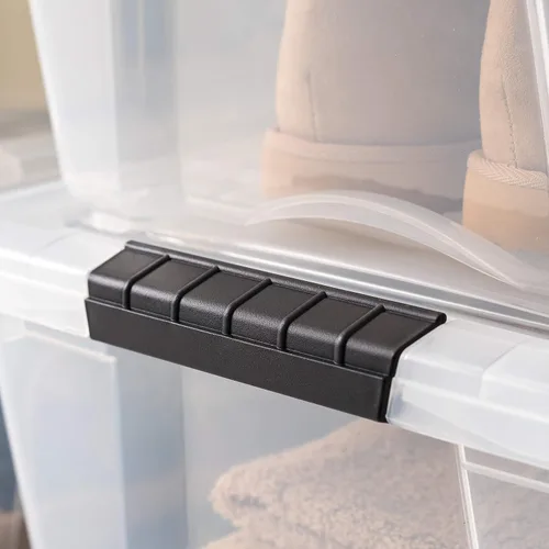 Miniatura 7 de IRIS USA Caja de almacenamiento de plástico de 32 QT con tapa y cierres - Juego de 6 - Sin BPA, solución organizadora transparente, contenedores