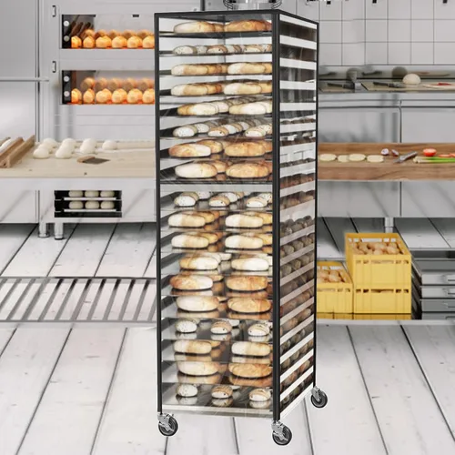 Miniatura 5 de Cubierta comercial para estante de pan con cremallera, cubierta de estante de sartén de 20 niveles con rejillas de ventilación, 23 x 28 x 64