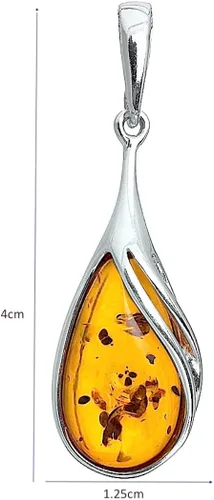 Miniatura 4 de Ian and Valeri Co. Amber Sterling Silver Drop Pendant Necklace 18 inches