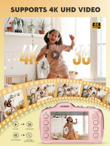 Miniatura 3 de Cámara digital, cámaras de vlogging 4K de 64 MP para fotografía con tarjeta de 64 GB, cámara digital portátil compacta de apuntar y disparar