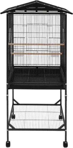 Miniatura 6 de Jaula grande para pájaros, jaulas movibles para pájaros con ruedas, 4 ventanas de alimentación, bandeja deslizante, aviario panorámico para pájaros