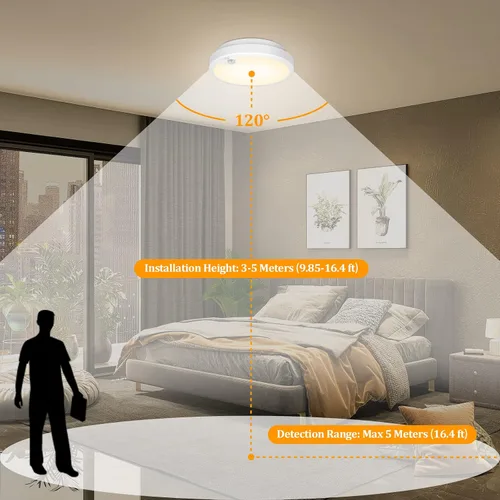 Miniatura 3 de Paquete de 2 luces de techo LED con sensor de movimiento operadas por batería para interiores, lámpara de montaje empotrado inalámbrica regulable