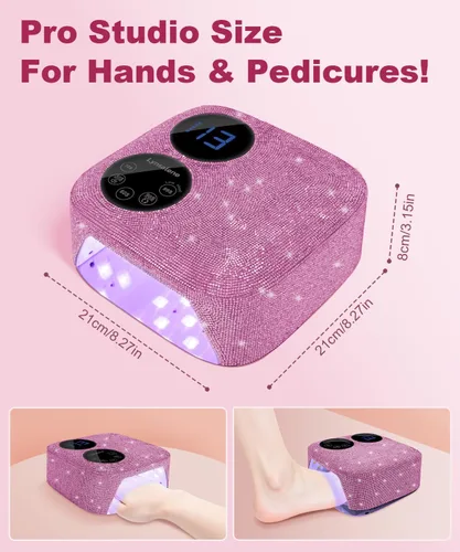 Miniatura 6 de Lámpara de uñas inalámbrica de 80 W con base magnética desmontable, pantalla de doble pantalla y luz de uñas de gel, luz UV/LED profesional