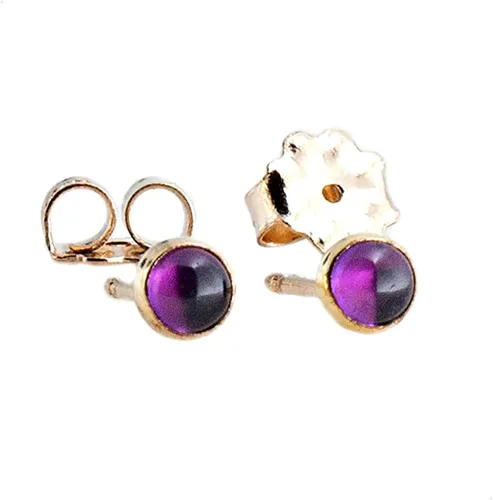 Miniatura 5 de Juego de aretes pequeños de oro con bisel, bola para cartílago, tragus, hélice, múltiples joyas hipoalergénicas de piedra natal para mujer