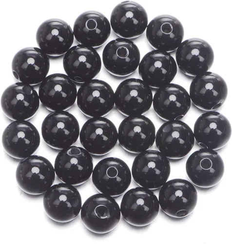 Miniatura 6 de AD Beads Cuentas redondas sueltas de piedras preciosas naturales de 0.394 in, agujero grande, tamaño de 0.079 in, 30 unidades (perla blanca)