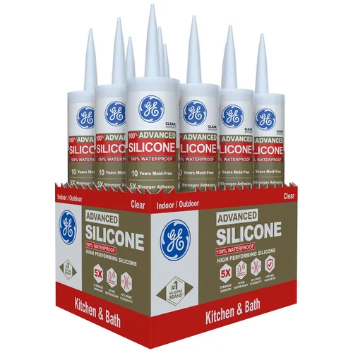 Miniatura 8 de GE Advanced - Sellador de silicona para cocina y baño, blanco, cartucho de 10 fl oz, paquete de 12 - Sellador de silicona 100% impermeable, adhesión