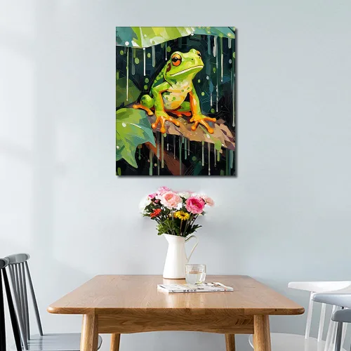 Miniatura 2 de TUMOVO Pintura por números para adultos y niños, rana sentada en una rama, pintura por números, pinturas al óleo, artes y manualidades, kits