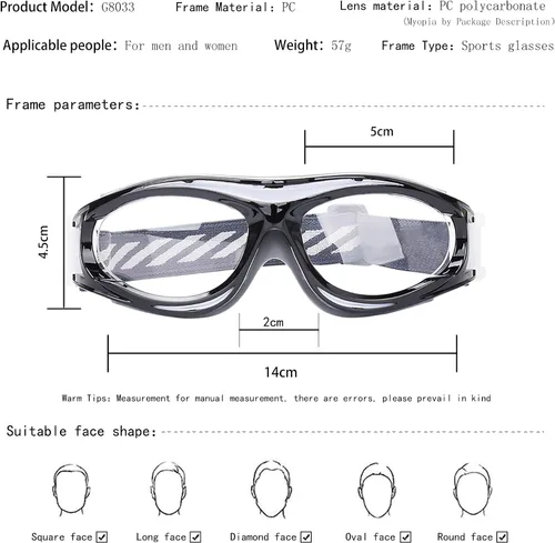 Miniatura 2 de SooGree Sports Glasses - Racquetball Goggles Basketball Football Eye Protective G8033 Marco Negro Almohadilla Gris