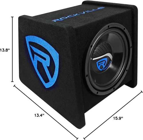 Miniatura 10 de Rockville RV10.1D - Caja de subwoofer para automóvil cargada de 500 W de 10 pulgadas con amplificador mono y kit de amplificador, graves de alto