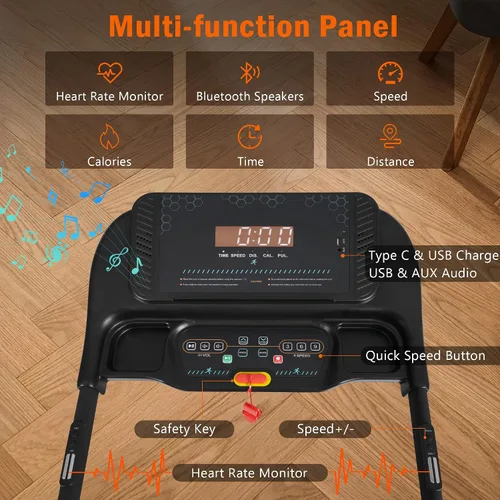 Miniatura 3 de Cinta de correr plegable resistente para uso doméstico, máquina eléctrica para correr, trotar y caminar con soporte para dispositivos, inclinación