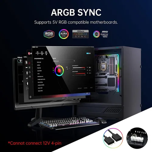 Miniatura 2 de AsiaHorse Tira de Luz ARGB para Placa Base, 24 RGB Direccionables Independientes, 5V 3-pin Aura Sync, Kit de Piezas de PC LED Lightsaber-X
