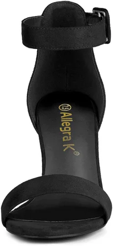 Miniatura 4 de Allegra K, Sandalias de correa de tobillo con hebilla de tacón grueso alto para mujer
