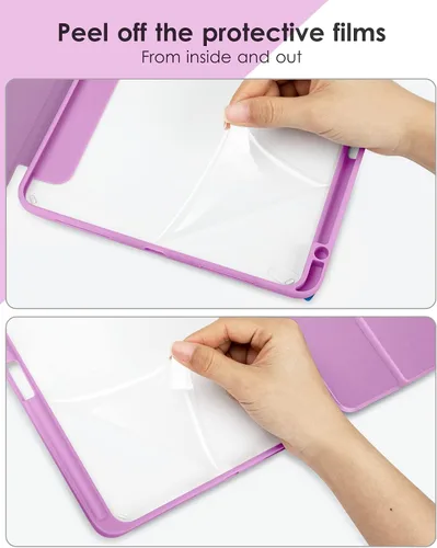 Miniatura 7 de VIKESI - Funda para iPad de 9ª / 8ª / 7ª generación de 10.2 pulgadas (lanzada en 2021/2020/2019), parte trasera transparente, cubierta de marco