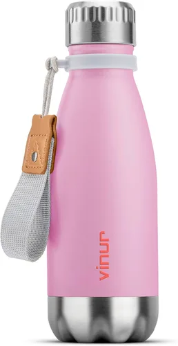 Miniatura 27 de VINUR Botella de agua para niños, 9 onzas, acero inoxidable, doble pared, aislada al vacío, botella de agua para la escuela, frasco en forma de cola