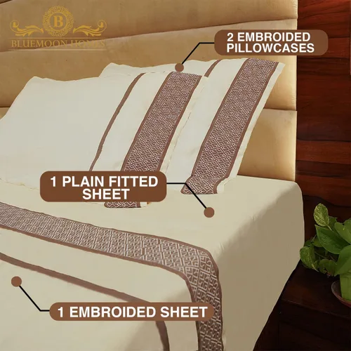 Miniatura 80 de Bluemoon Homes Sábanas de Algodón Egipcio Twin - Juego de Sábanas de 4 Piezas, Juego de Ropa de Cama de 1000 Hilos, Suave y Lujoso Juego de Sábanas