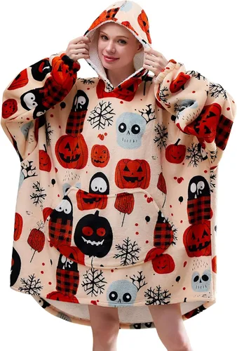 Miniatura 15 de Moinlizy - Sudadera con capucha tipo manta extragrande, portátil con capucha y bolsillo, de grueso sherpa, para mujeres y hombres adultos