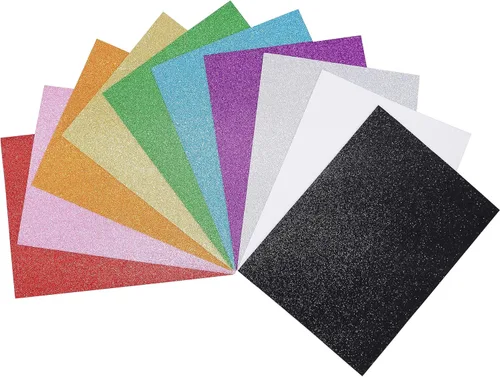 OISAKLD Paquete de 10 hojas de espuma EVA con purpurina de 9x12 pulgadas, espuma EVA para manualidades de bricolaje, hojas de espuma EVA para Espuma
