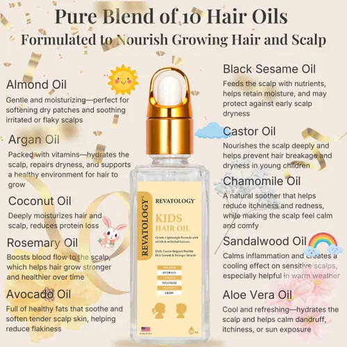 Miniatura 7 de REVATOLOGY - Producto para el crecimiento del cabello para niños y bebés, aceite de alta potencia para el cuero cabelludo y el cabello
